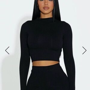 Naked Wardrobe Long Sleeve Snatched Mock Neck